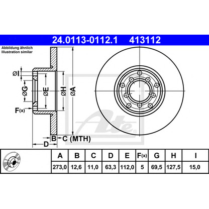 Photo Brake Disc ATE 24011301121