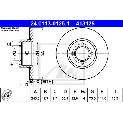 Photo Brake Disc ATE 24011301251