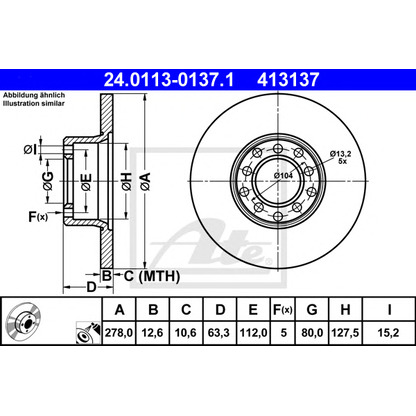 Photo Brake Disc ATE 24011301371