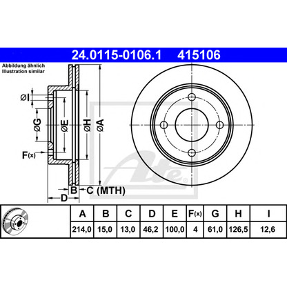 Photo Brake Disc ATE 24011501061