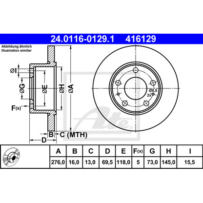 Photo Brake Disc ATE 24011601291