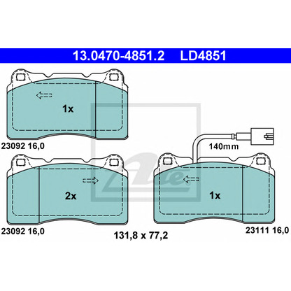 Photo Brake Pad Set, disc brake ATE 13047048512