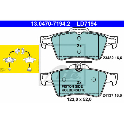 Photo Brake Pad Set, disc brake ATE 13047071942