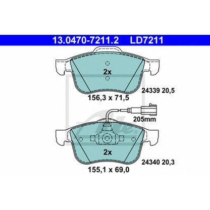 Photo Brake Pad Set, disc brake ATE 13047072112