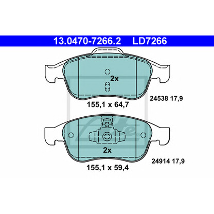 Photo Brake Pad Set, disc brake ATE 13047072662