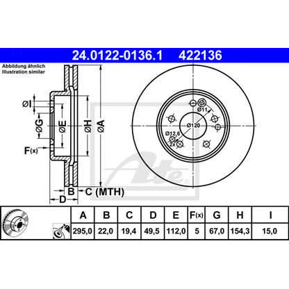 Photo Brake Disc ATE 24012201361