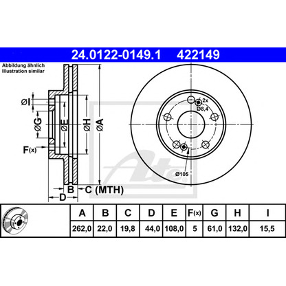 Photo Brake Disc ATE 24012201491