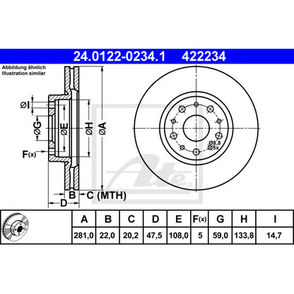 Photo Brake Disc ATE 24012202341