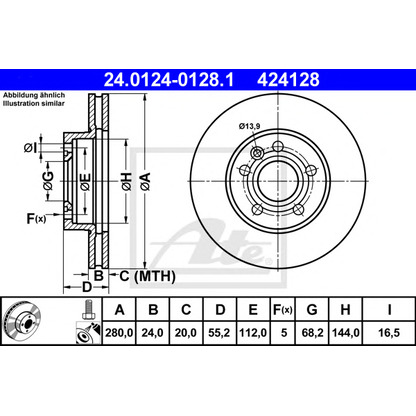 Photo Brake Disc ATE 24012401281