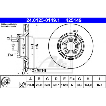 Photo Brake Disc ATE 24012501491