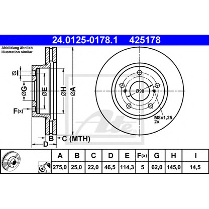 Photo Brake Disc ATE 24012501781