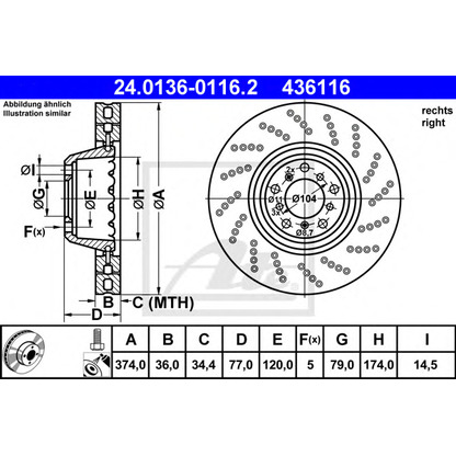 Photo Brake Disc ATE 24013601162