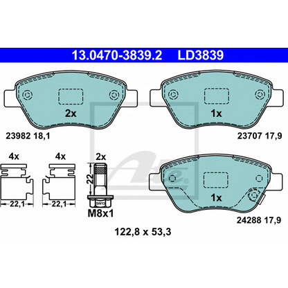 Photo Brake Pad Set, disc brake ATE 13047038392