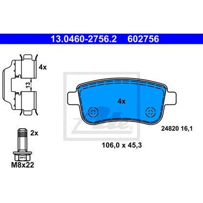 Photo Brake Pad Set, disc brake ATE 13046027562