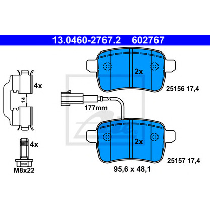 Photo Brake Pad Set, disc brake ATE 13046027672