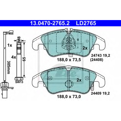 Photo Brake Pad Set, disc brake ATE 13047027652