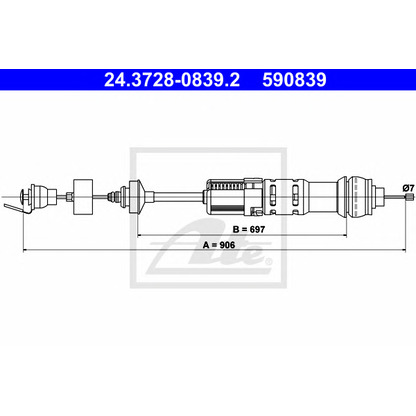 Foto Cable de accionamiento, accionamiento del embrague ATE 24372808392