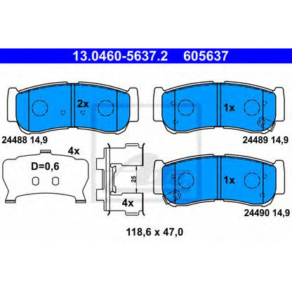 Photo Brake Pad Set, disc brake ATE 13046056372