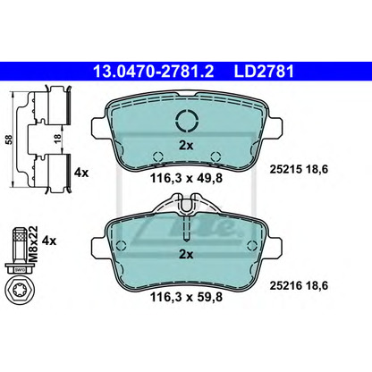 Photo Brake Pad Set, disc brake ATE 13047027812