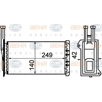 Photo Heat Exchanger, interior heating BEHR HELLA SERVICE 8FH351311571