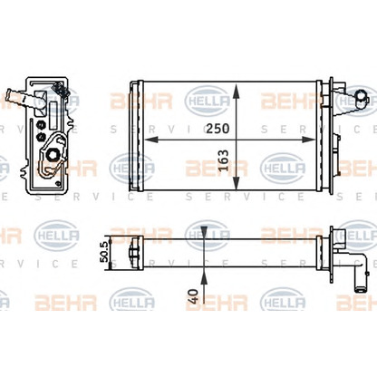 Photo Heat Exchanger, interior heating BEHR HELLA SERVICE 8FH351313041