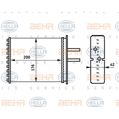 Photo Heat Exchanger, interior heating BEHR HELLA SERVICE 8FH351313381