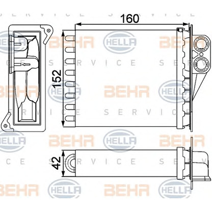 Photo Heat Exchanger, interior heating BEHR HELLA SERVICE 8FH351313591