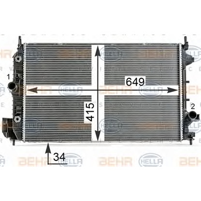 Photo Radiator, engine cooling BEHR HELLA SERVICE 8MK376700274