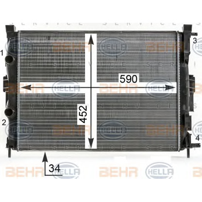 Foto Radiador, refrigeración del motor BEHR HELLA SERVICE 8MK376700681