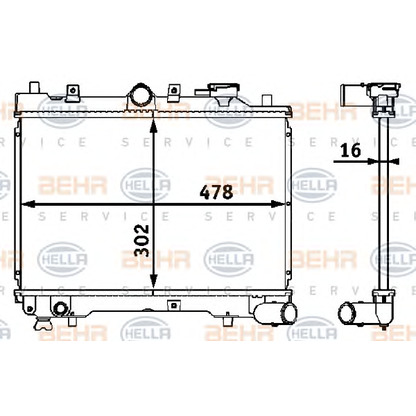 Foto Radiador, refrigeración del motor BEHR HELLA SERVICE 8MK376708191