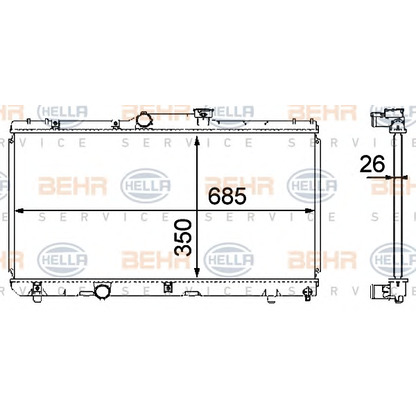 Фото Радиатор, охлаждение двигателя BEHR HELLA SERVICE 8MK376708391