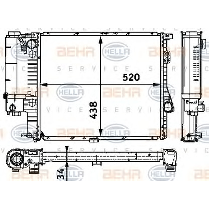 Foto Radiador, refrigeración del motor BEHR HELLA SERVICE 8MK376711241