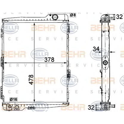 Photo Radiateur, refroidissement du moteur BEHR HELLA SERVICE 8MK376711274