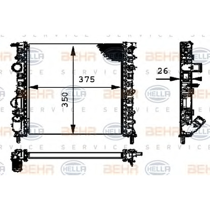 Foto Radiatore, Raffreddamento motore BEHR HELLA SERVICE 8MK376712634