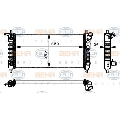 Foto Radiador, refrigeración del motor BEHR HELLA SERVICE 8MK376712711