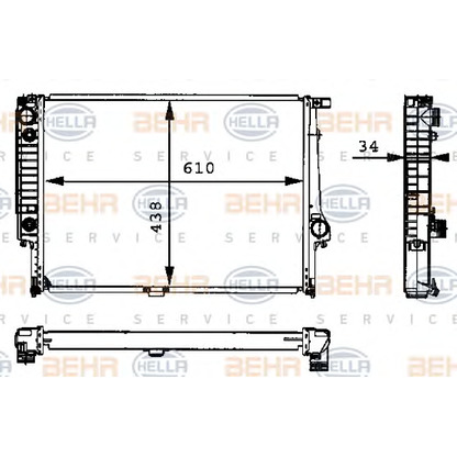 Photo Radiator, engine cooling BEHR HELLA SERVICE 8MK376713074