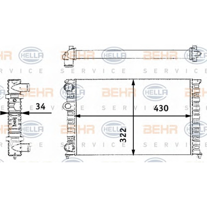 Photo Radiateur, refroidissement du moteur BEHR HELLA SERVICE 8MK376713744