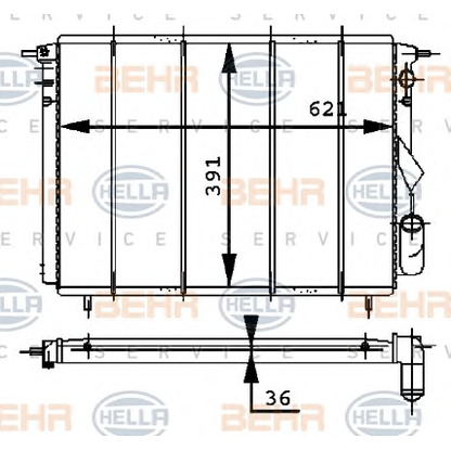 Photo Radiateur, refroidissement du moteur BEHR HELLA SERVICE 8MK376716211