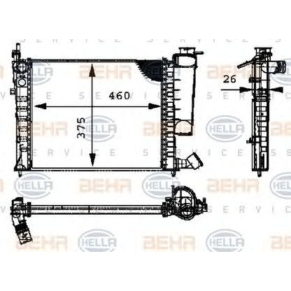 Foto Radiador, refrigeración del motor BEHR HELLA SERVICE 8MK376716634