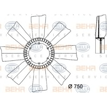 Фото Крыльчатка вентилятора, охлаждение двигателя BEHR HELLA SERVICE 8MV376733151