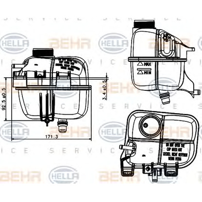 Photo Expansion Tank, coolant BEHR HELLA SERVICE 8MA376737221