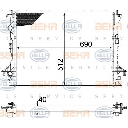 Foto Radiador, refrigeración del motor BEHR HELLA SERVICE 8MK376754091