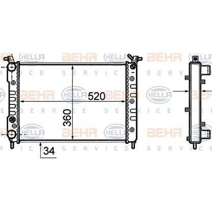 Foto Radiador, refrigeración del motor BEHR HELLA SERVICE 8MK376756501