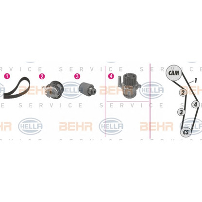 Photo Water Pump & Timing Belt Kit BEHR HELLA SERVICE 8MP376802831