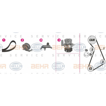 Photo Water Pump & Timing Belt Kit BEHR HELLA SERVICE 8MP376811821