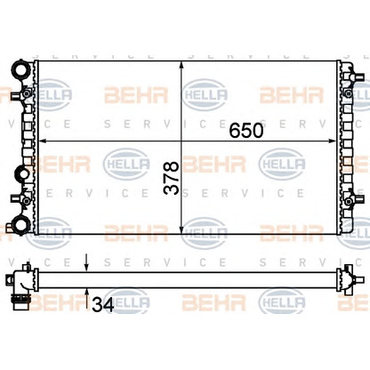 Foto Radiador, refrigeración del motor BEHR HELLA SERVICE 8MK376901091