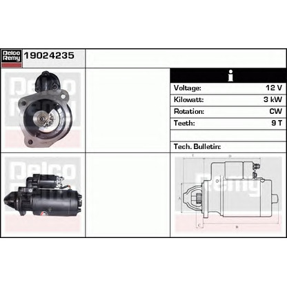 Foto Motor de arranque DELCO REMY 19024235