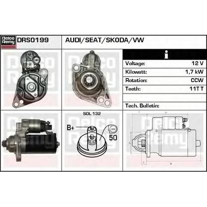 Foto Motor de arranque DELCO REMY DRS0199