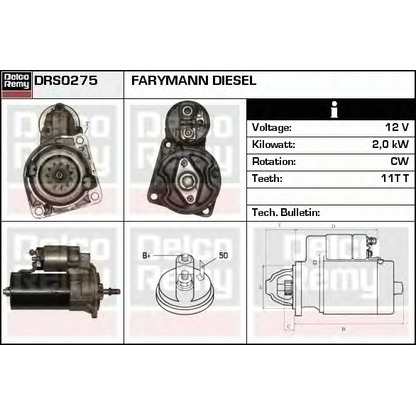 Foto Motor de arranque DELCO REMY DRS0275