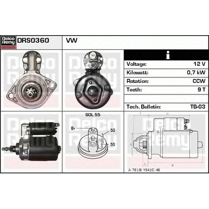 Zdjęcie Rozrusznik DELCO REMY DRS0360